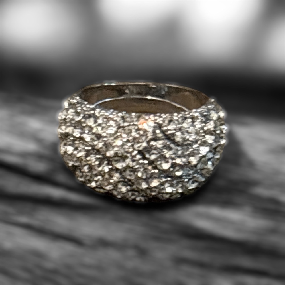 Elegant Silver & Cubic Zirconia Dinner Ring Size 8 Nwots vintage
